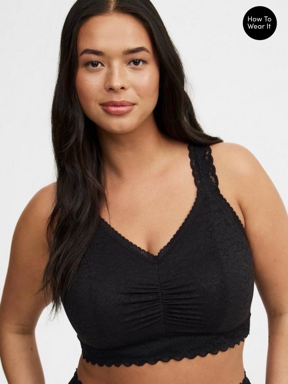 Bralite Unlined 4-Way Stretch Lace Bralette - Black